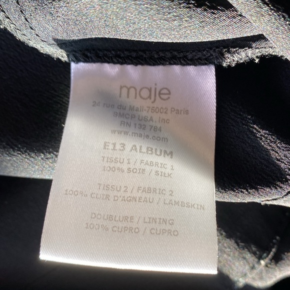 Maje Silk Jumper with leather trim at shoulder Size 1 - Picture 10 of 14